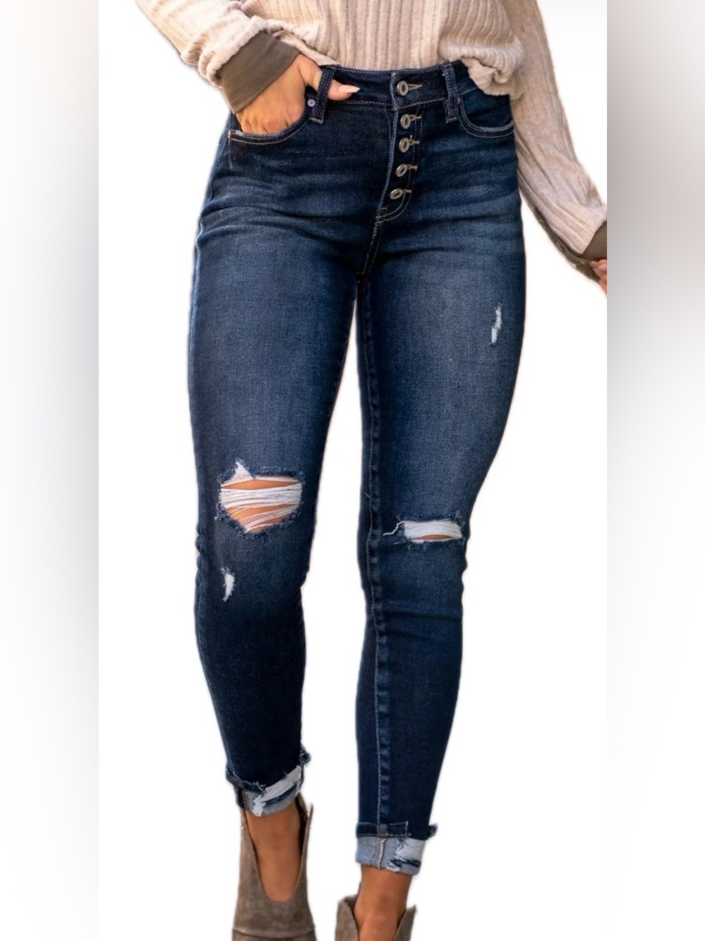KanCan Jamie High Rise Skinny Distressed Jeans. Women’s Size (13) 30x29